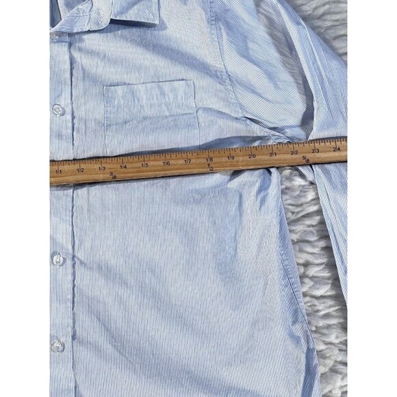 Five Four Poggy Man Men's Shirt XL Blue White Striped Long Sleeve Button Up - Picture 3 of 7